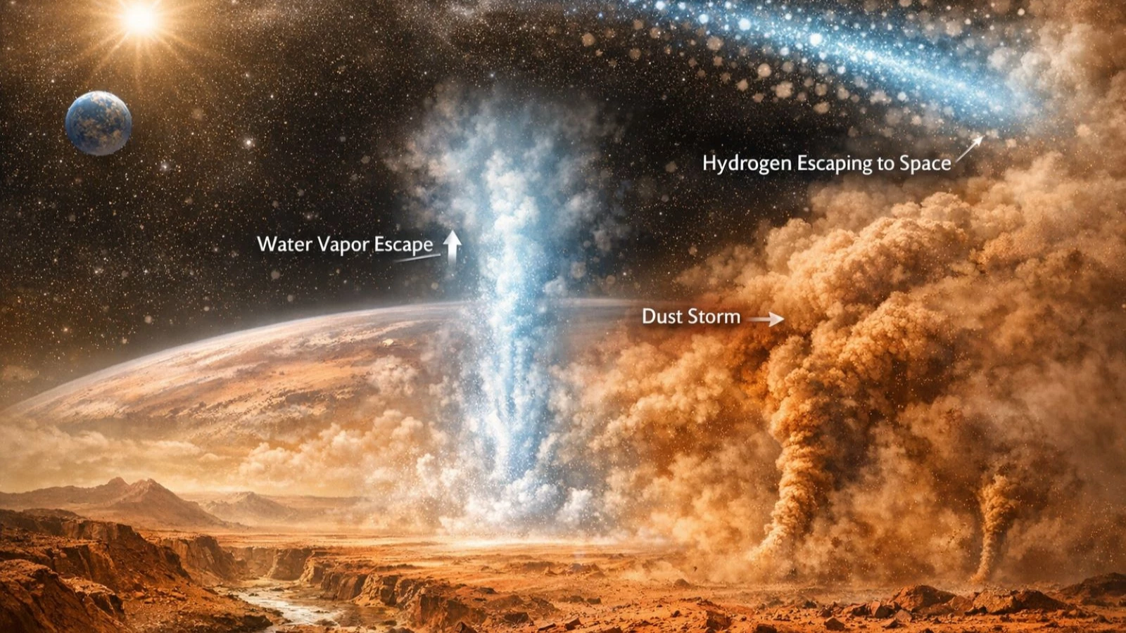 Une tempête de poussière frappe Mars