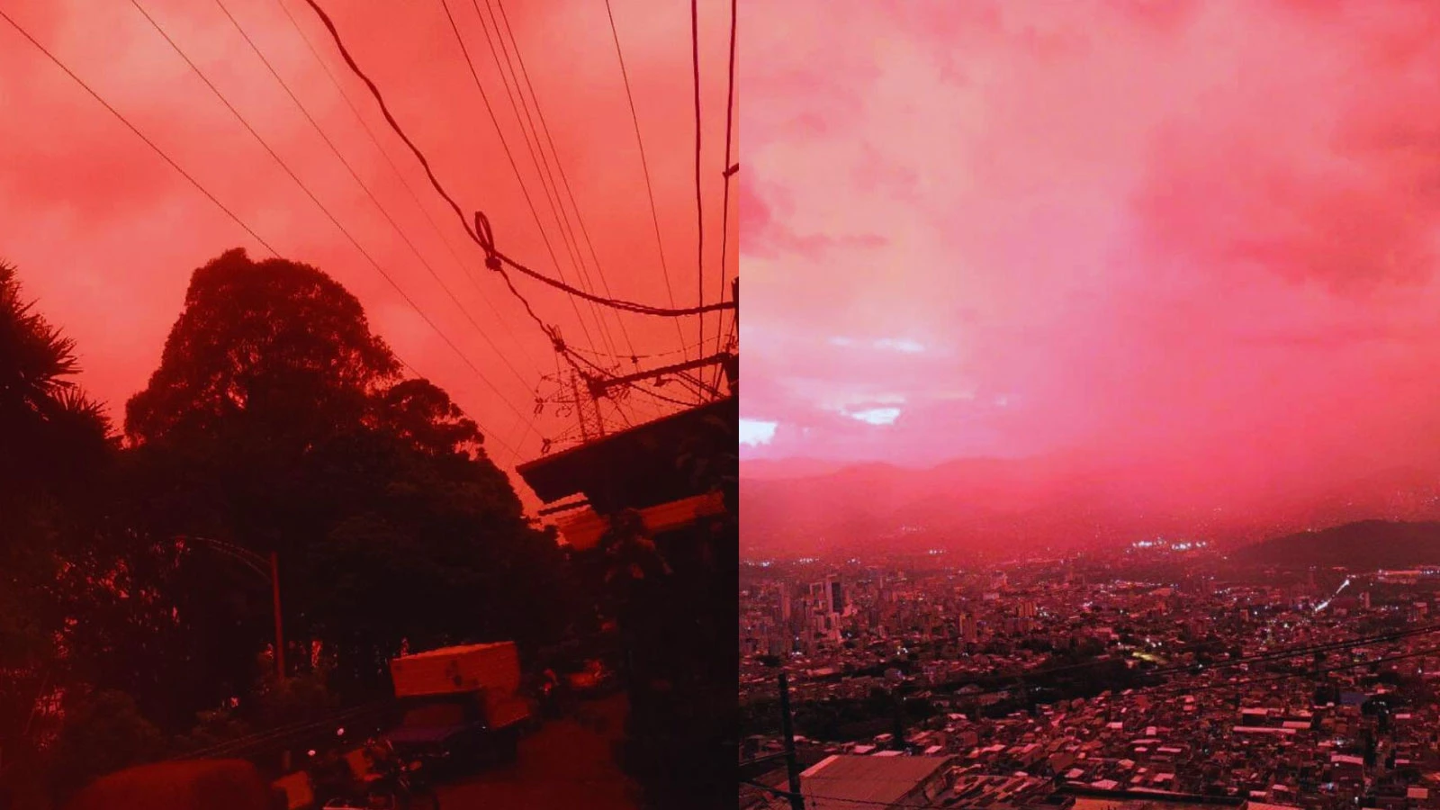 Image mystérieuse après le grand tremblement de terre ! Le ciel est peint en rouge !